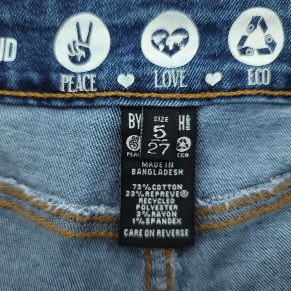 The Girlfriend by Rewash Blue Jean Shorts Women's 5/27 Cuffed Hem Stretch - Picture 4 of 6